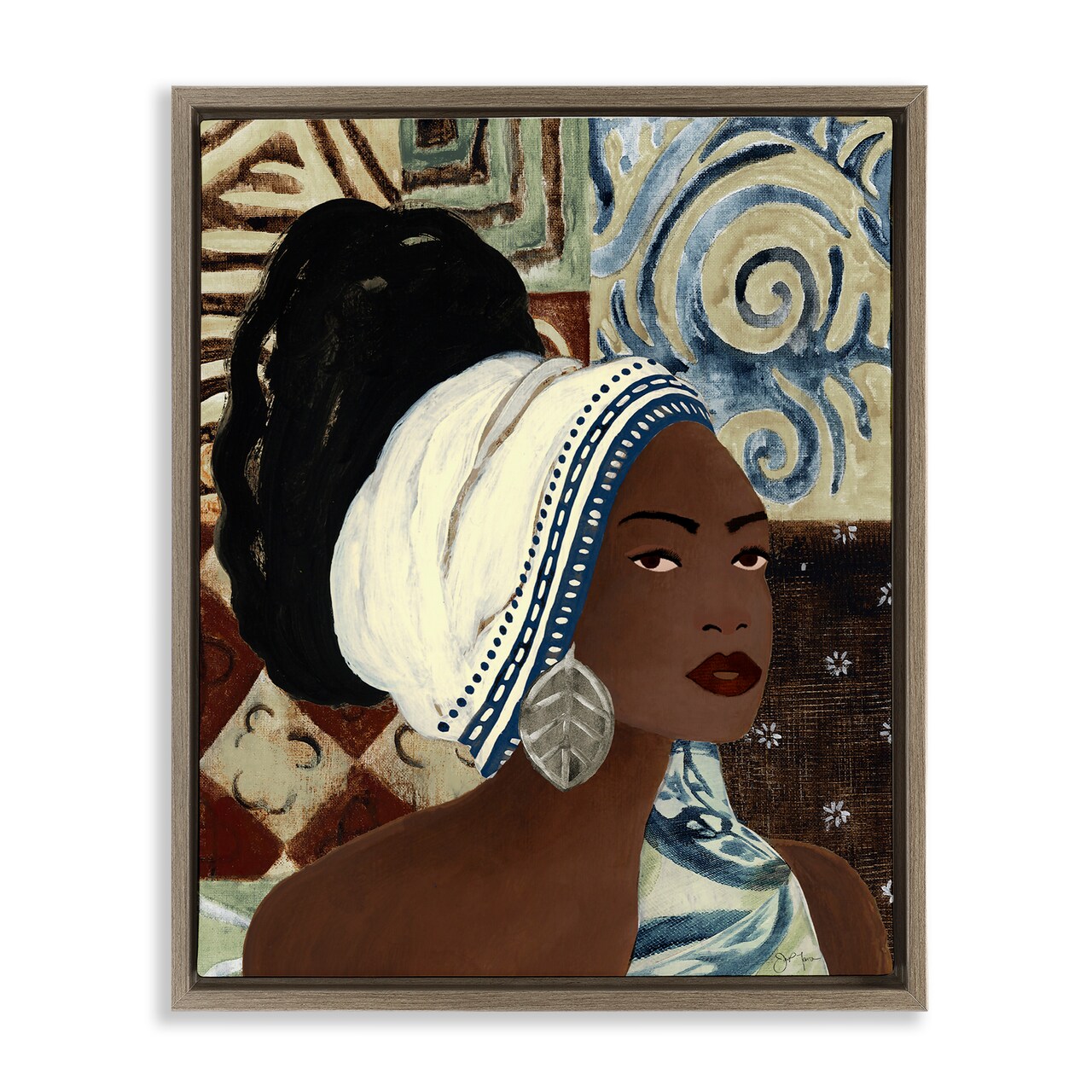 Stupell Industries Classy Earth Tones Portrait Floating Frame By Janet Tava